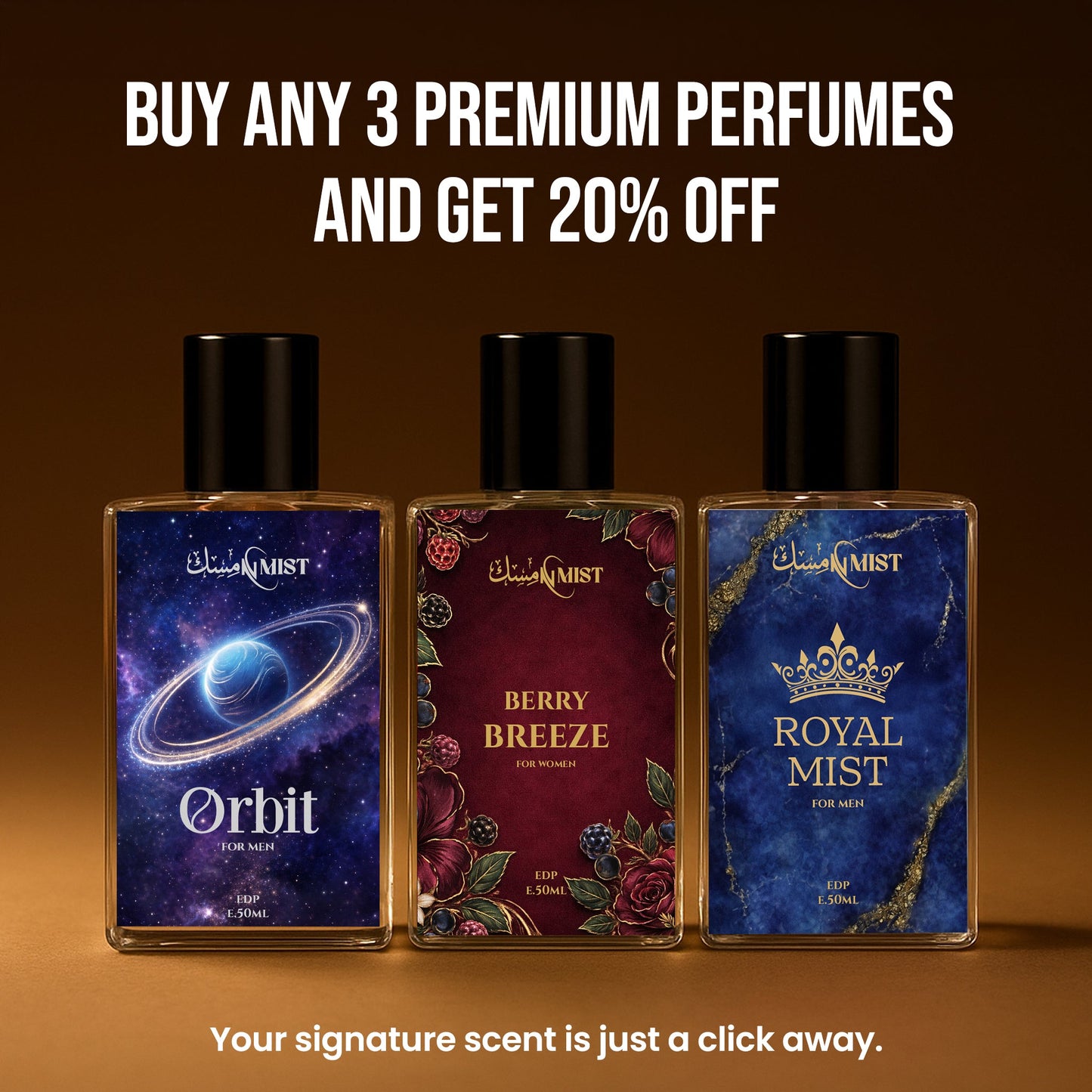 #PerfumeBundle #MiskNMist #RoyalMist #BerryBreeze #OrbitPerfume #LuxuryFragrances #PerfumesInPakistan #LongLastingScent