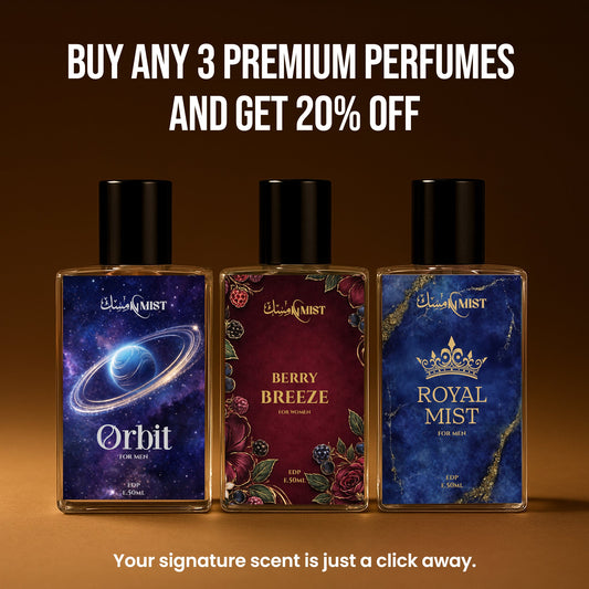 #PerfumeBundle #MiskNMist #RoyalMist #BerryBreeze #OrbitPerfume #LuxuryFragrances #PerfumesInPakistan #LongLastingScent